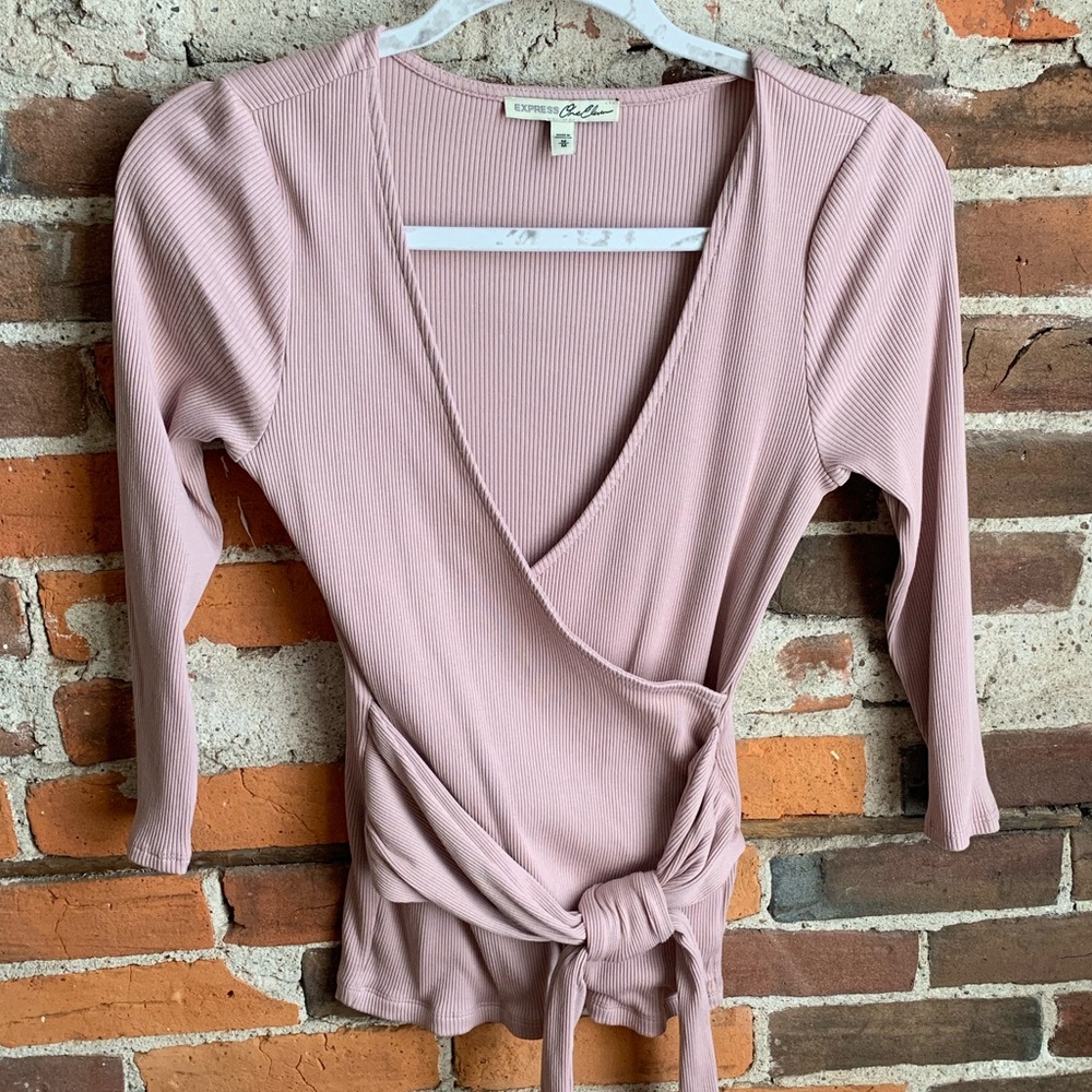 Express Ribbed Cross Front Top - image 2